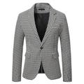 Men's Jacket Blazer Wedding Daily Wear Warm with Pockets Fall Winter Houndstooth Stripes and Plaid Casual Daily Lapel Regular Regular Fit WhiteBlack Jacket