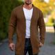 Men's Sweater Cardigan Sweater Cable Knit Long Button Knitted Plain V Neck Warm Ups Modern Contemporary Daily Wear Going out Clothing Apparel Winter Black Brown M L XL
