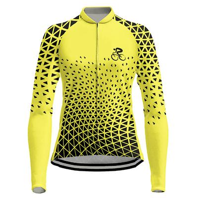 Women's Cycling Jersey Long Sleeve Bike Jersey Top with 3 Rear Pockets Mountain Bike MTB Road Bike Cycling Breathable Quick Dry Moisture Wicking Reflective Strips Violet Dark Pink Yellow Graphic