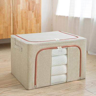 Large Window Quilt Storage Box, Clothes Storage Box, Cotton Linen Finishing Box, Folding Steel Frame Storage Box, Thickened Closet Storage Box