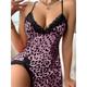 Women's Pajamas Nightgown Nightshirt Dress Leopard Fashion Hot Comfort Home Daily Bed Satin Breathable Straps Sleeveless Summer Pink Blue