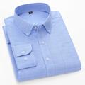Men's Dress Shirt Light Blue Yellow Blue Long Sleeve Plaid / Striped / Chevron / Round Shirt Collar All Seasons Office Career Daily Wear Clothing Apparel Print