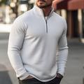 Men's Knitwear Ribbed Knit Regular Knitted Quarter Zip Plain Stand Collar Modern Contemporary Work Daily Wear Clothing Apparel Winter Black White S M L