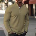 Men's Knitwear Ribbed Knit Regular Knitted Quarter Zip Plain Stand Collar Modern Contemporary Work Daily Wear Clothing Apparel Winter Black White S M L