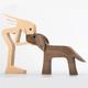 Wooden Man Dog Carving Ornaments Home Office Desk Wood Dog Carving Decoration Wood Carving Decoration