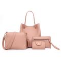 Women's Bag Set PU Leather 4 Pieces Purse Set Embossed Solid Color Shopping Date White Black Pink Red