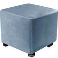 Stretch Ottoman Cover Velvet Square Ottoman Slipcovers Rectangular Foldable Storage Stool Cover Bench Cover Furniture Protector Soft Slipcover with Elastic Bottom