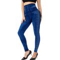 Women's Tights Leggings Jeggings Plain Tummy Control Butt Lift Ankle-Length Casual Weekend Faux Denim Fashion Skinny Black Blue High Waist High Elasticity