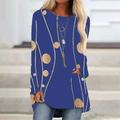 Women's Tunic T shirt Dress Tunic Shirts Polka Dot Striped Abstract Home Daily Black Blue Patchwork Print Long Sleeve Tunic Chinoiserie Round Neck Plus Size Fall Winter