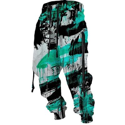 Graffiti Abstract Men's 3D Print Sweatpants Joggers Pants Trousers Outdoor Street Casual Daily Polyester Red Blue Purple S M L Mid Waist Elasticity Pants