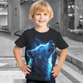 Boys 3D Wolf Tee Shirt Short Sleeve 3D Print Summer Active Sports Fashion Polyester Kids 3-12 Years Crew Neck Outdoor Casual Daily Regular Fit