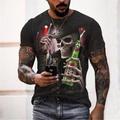 Ace Spades Casual Mens 3D Shirt White Summer Cotton Men'S Tee Skull Graphic Prints Round Neck Red 3D Daily Holiday Short Sleeve Clothing Apparel Designer Classic