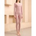 Women's Thermal Underwear Suit Pajama SetsThermal Set Pure Color Warm Fashion Comfort Home Daily Bed Polyester Comfort Warm Crew Neck Long Sleeve T shirt Tee Pant Fall Winter Black Pink