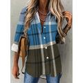 Women's Shirt Blouse Plaid Casual Button Print Red Long Sleeve Fashion Shirt Collar Spring Fall