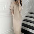 Women's Sweater Dress Jumper Dress Winter Dress Knee Length Dress Knitwear Stylish Mature Pure Color Outdoor Winter Dress Holiday Weekend Turtleneck Long Sleeve Tie Front Button Knit 2023 Loose Fit