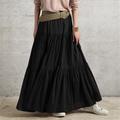 Women's Skirt Swing Long Skirt Maxi Skirts Ruched Ruffle Solid Colored Street Daily Spring Summer Cotton Linen Fashion Casual Black Wine Purple Brown