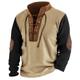 Men's Sweatshirt Brown Standing Collar Color Block Lace up Patchwork Sports Outdoor Daily Holiday Streetwear Cool Casual Spring Fall Clothing Apparel Hoodies Sweatshirts