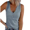 Women's Henley Shirt Tank Top Black White Pink Plain Patchwork Sleeveless Basic V Neck Regular Slim S