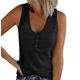 Women's Henley Shirt Tank Top Black White Pink Plain Patchwork Sleeveless Basic V Neck Regular Slim S