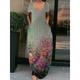 Women's Long Dress Maxi Dress Casual Dress Shift Dress Flower Casual Daily Weekend Pocket Print Short Sleeve V Neck Dress Regular Fit Light Green Green Fall S M L XL XXL