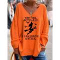 Women's Pullover Sweater Jumper V Neck Ribbed Knit Polyester Oversized Fall Winter Daily Going out Weekend Stylish Casual Soft Long Sleeve Heart Letter Maillard Orange 1 White Orange 2 S M L