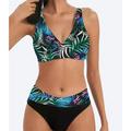 Women's Swimwear Bikini 2 Piece Normal Swimsuit Backless 2 Piece Push Up Sexy Printing Ombre Leaf V Wire Vacation Stylish Bathing Suits