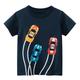 Kids Boys T shirt Tee Cartoon Car Short Sleeve Crewneck Children Top Outdoor Sports Fashion Daily Summer Navy Blue 2-8 Years