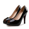 Women's Heels Pumps Office Work Daily Solid Colored Summer Platform High Heel Peep Toe Business Classic Patent Leather Loafer Almond Black Yellow