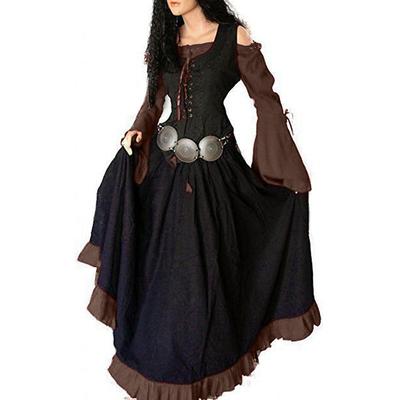 Medieval Renaissance Cocktail Dress Cosplay Costume Prom Dresses Viking Outlander Plus Size Women's Halloween Carnival Masquerade Party LARP Ren Faire Adults' Dress