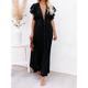 Women's Casual Dress Swing Dress White Dress Long Dress Maxi Dress Ruffle Button Holiday Vacation Beach Streetwear Maxi V Neck Short Sleeve Loose Fit Black White Rusty Red Color One-Size Size