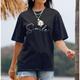 Women's T shirt Tee Cotton 100% Cotton Daisy Casual Weekend Black White Yellow Print Short Sleeve Basic Round Neck Regular Fit