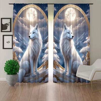 2 Panels Curtains For Living Room Bedroom, Wolf Curtain Drapes for Bedroom Door Kitchen Window Treatments Thermal Insulated Room Darkening