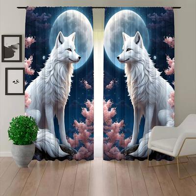 2 Panels Curtains For Living Room Bedroom, Wolf Curtain Drapes for Bedroom Door Kitchen Window Treatments Thermal Insulated Room Darkening