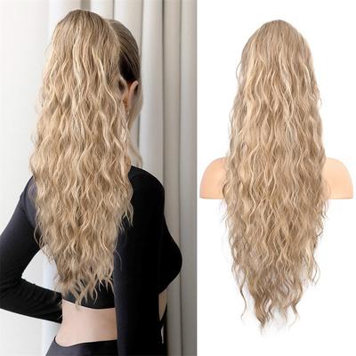 Ponytail Extension 26 Inch Drawstring Ponytail Hair Extensions for WomenLong Curly Wavy Ponytail Natural Wavy Synthetic Hairpiece for Women Daily Use party