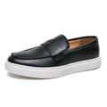 Men's Loafers Slip-Ons Casual Shoes British Style Plaid Shoes Classic Loafers Comfort Shoes Casual British Daily Leather Breathable Comfortable Slip Resistant Loafer Black Brown Spring Fall