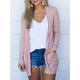 Women's Cardigan Cardigan Sweater Open Front Knit Polyester Pocket Thin Summer Spring Fall Tunic Home Daily Going out Basic Casual Soft Long Sleeve Solid Color Light Pink Black Red S M L