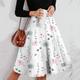 Women's Skirt A Line Swing Knee-length High Waist Skirts Print Floral Street Daily Summer Polyester Fashion Casual White Pink