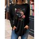 Women's T shirt Tee Cat 3D Daily Weekend Black Red Purple Print Long Sleeve Fashion Round Neck Regular Fit Spring Fall