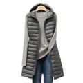 Women's Quilted Vest Winter Sleeveless Puffer Coat Fall Lightweight Windproof Warm Gilet Zipper Hoodied Coat Fashion Daily Street Outerwear Grey