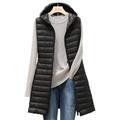 Women's Quilted Vest Winter Sleeveless Puffer Coat Fall Lightweight Windproof Warm Gilet Zipper Hoodied Coat Fashion Daily Street Outerwear Grey