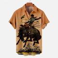 Men's Shirt Summer Hawaiian Shirt Vintage Hawaiian Shirts Graphic Prints Vintage Cowboy Turndown White Yellow Brown Beige Gray Outdoor Street Short Sleeves Button-Down Print Clothing Apparel Tropical