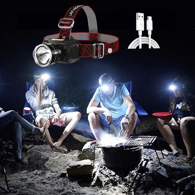 LED Headlamp Waterproof Outdoor Camping Fishing Lantern Torch USB Rechargeable XHP50 18650 LIB Headlight 3 Modes Zoom Head Flashlight