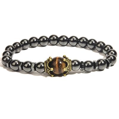 tiger eye bracelet set therapy hematite magnetic bracelets bracelets bring luck crown king queen natural stone beads couple bracelet for men women (a)