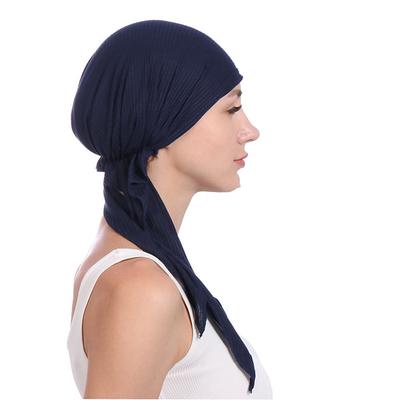 New Elastic Cotton Solid Color Wrap Head Scarf Hats Muslim Turban Bonnet For Women Inner Hijab Hat Fashion Female Turbantes Caps