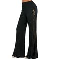 Women's Flared Pants Pants Trousers Black Fashion Casual Weekend Lace Wide Leg Full Length Comfort Plain S M L XL 2XL