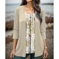 Women's Shirt Blouse Floral Casual Holiday Print Light Green 3/4 Length Sleeve Fashion Round Neck Spring Fall