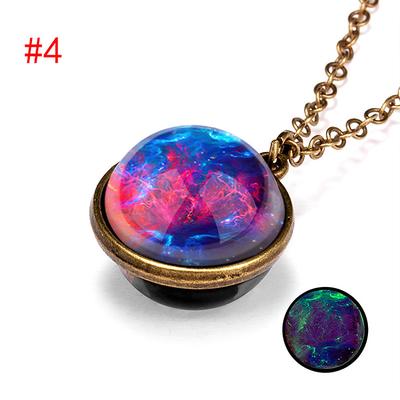 farjing planet necklace, glow in the dark galaxy system double sided glass dome planet necklace pendant jewelry gift