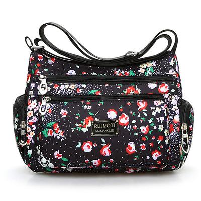 Women's Crossbody Bag Crossbody Bag Nylon Outdoor Daily Going out Print Waterproof Floral Print Flower Black Grey Black White