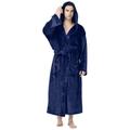 Men's Pajamas Robe Bathrobe Robes Gown 1 PCS Pure Color Fashion Soft Home Bed Spa Polyester Warm Long Robe Basic Winter Fall Wine Navy Blue