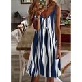 Women's Casual Dress Sundress Strap Dress Midi Dress Black Blue Sleeveless Striped Print Spring Summer V Neck Basic Daily Date Summer Dress 2023 S M L XL XXL 3XL